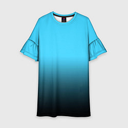 Платье клеш для девочки Градиент чёрно-голубой, цвет: 3D-принт