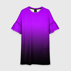 Платье клеш для девочки Градиент фиолетово-чёрный, цвет: 3D-принт