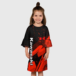 Платье клеш для девочки Кавасаки - красные брызги, цвет: 3D-принт — фото 2