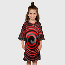 Платье клеш для девочки Красно-черный вихрь, цвет: 3D-принт — фото 2