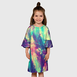 Платье клеш для девочки Яркая футболка кислота, цвет: 3D-принт — фото 2