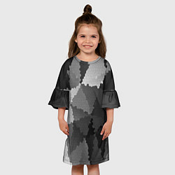 Платье клеш для девочки Мозаичный узор в серых оттенках, цвет: 3D-принт — фото 2