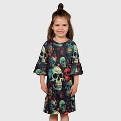 Платье клеш для девочки Милый skull, цвет: 3D-принт — фото 2