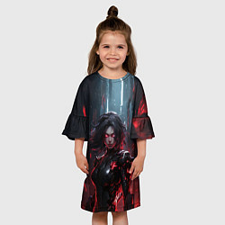 Платье клеш для девочки Кибернетическая заклинательница, цвет: 3D-принт — фото 2