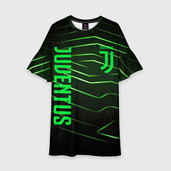 Платье клеш для девочки Juventus 2 green logo, цвет: 3D-принт