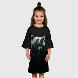 Платье клеш для девочки Медведь разъярённый, цвет: 3D-принт — фото 2