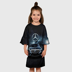 Платье клеш для девочки Mercedes Benz black, цвет: 3D-принт — фото 2