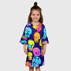 Платье клеш для девочки Паттерн из черепов - поп-арт - иллюзия, цвет: 3D-принт — фото 2
