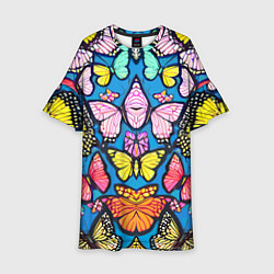 Платье клеш для девочки Зеркальный паттерн из бабочек - мода, цвет: 3D-принт