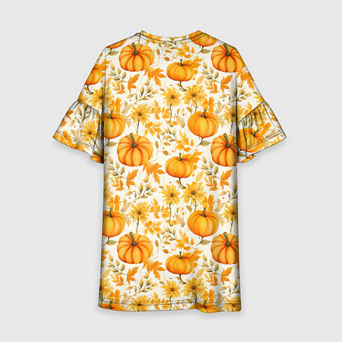 Детское платье Тыквы и осенние цветы - паттерн / 3D-принт – фото 2