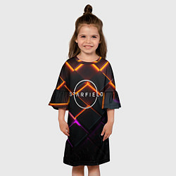 Платье клеш для девочки Starfield logo orange abstract, цвет: 3D-принт — фото 2