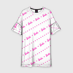 Платье клеш для девочки Барби паттерн - логотип и сердечки, цвет: 3D-принт
