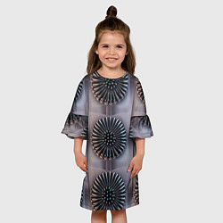 Платье клеш для девочки Узор из жидкого металла, цвет: 3D-принт — фото 2