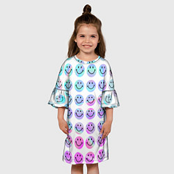 Платье клеш для девочки Smiley holographic, цвет: 3D-принт — фото 2