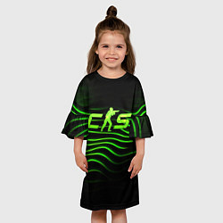 Платье клеш для девочки CS2 green logo, цвет: 3D-принт — фото 2