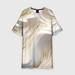 Платье клеш для девочки Бежевая абстракция, цвет: 3D-принт