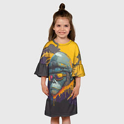 Платье клеш для девочки Горилла авиатор, цвет: 3D-принт — фото 2