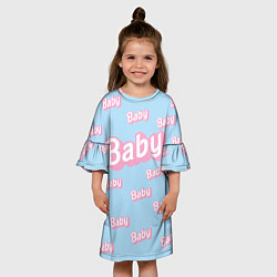 Платье клеш для девочки Baby - Barbie style: blue pattern, цвет: 3D-принт — фото 2