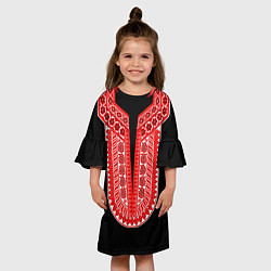 Платье клеш для девочки Красный орнамент в руском стиле, цвет: 3D-принт — фото 2
