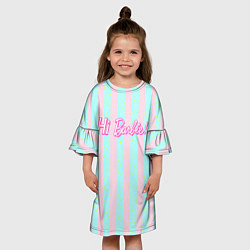 Платье клеш для девочки Hi Barbie - фраза и костюм Кена, цвет: 3D-принт — фото 2