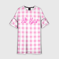 Платье клеш для девочки Hi Ken - фраза и костюм Барби, цвет: 3D-принт