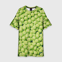 Платье клеш для девочки Узор из теннисных мячей, цвет: 3D-принт