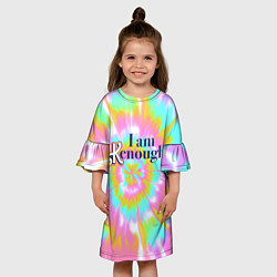 Платье клеш для девочки I am Kenough - retro tie-dye, цвет: 3D-принт — фото 2