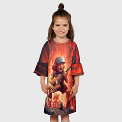 Платье клеш для девочки ACDC fire rock, цвет: 3D-принт — фото 2