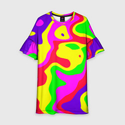 Платье клеш для девочки Абстракция пять цветов, цвет: 3D-принт