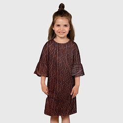 Платье клеш для девочки Текстура коричневой кожи, цвет: 3D-принт — фото 2