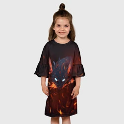 Платье клеш для девочки Дракон кот, цвет: 3D-принт — фото 2