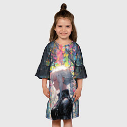 Платье клеш для девочки Девушка на фоне витража, цвет: 3D-принт — фото 2