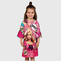 Платье клеш для девочки Барби в стиле поп арт, цвет: 3D-принт — фото 2