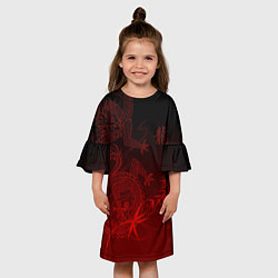 Платье клеш для девочки Дракон в градиенте, цвет: 3D-принт — фото 2