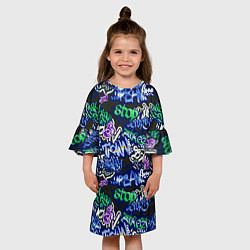 Платье клеш для девочки Граффити паттерн, цвет: 3D-принт — фото 2