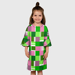 Платье клеш для девочки Ретро квадраты ванильные, цвет: 3D-принт — фото 2