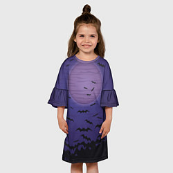 Платье клеш для девочки Летучие мыши шабаш, цвет: 3D-принт — фото 2