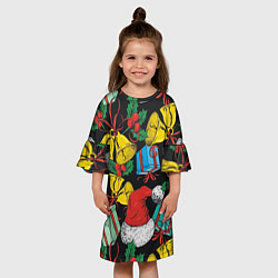 Платье клеш для девочки Узор с рождественскими колокольчиками, цвет: 3D-принт — фото 2