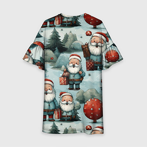 Детское платье Рождественский узор с Санта Клаусами / 3D-принт – фото 2