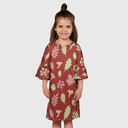 Платье клеш для девочки Осень - бордовый 3, цвет: 3D-принт — фото 2