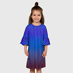 Платье клеш для девочки Полосатый синий градиент, цвет: 3D-принт — фото 2