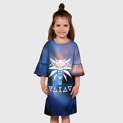 Платье клеш для девочки Ведьмак лого волка, цвет: 3D-принт — фото 2