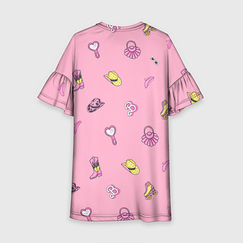 Детское платье Лиза - в стиле барби: аксессуары на розовом паттер / 3D-принт – фото 2