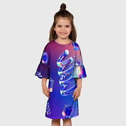 Платье клеш для девочки Фигуры на градиенте, цвет: 3D-принт — фото 2
