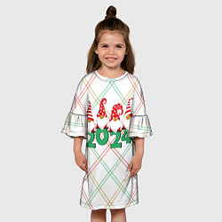 Платье клеш для девочки Новогодние гномы 2024, цвет: 3D-принт — фото 2