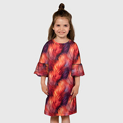 Платье клеш для девочки Красный мех паттерн, цвет: 3D-принт — фото 2