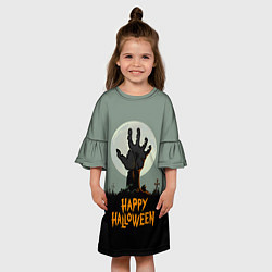 Платье клеш для девочки Halloween - рука мертвеца, цвет: 3D-принт — фото 2
