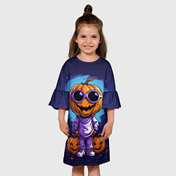 Платье клеш для девочки Тыквенная голова, цвет: 3D-принт — фото 2