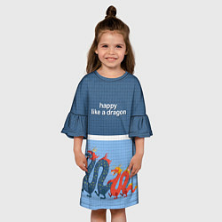 Платье клеш для девочки Счастливые драконы, цвет: 3D-принт — фото 2