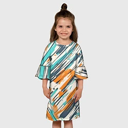 Платье клеш для девочки Абстракция разноцветная, цвет: 3D-принт — фото 2